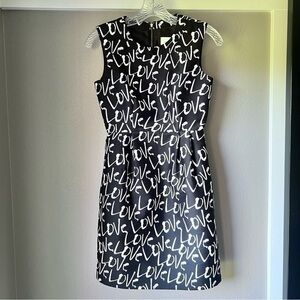 Kate Spade Mindi black and white Love midi dress size 00